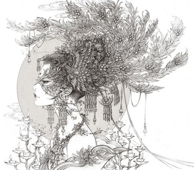半面妆图片-第3张图片-古都长安汉服妆造体验馆