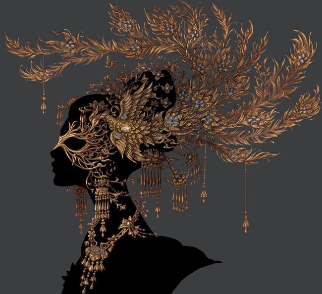 半面妆图片-第4张图片-古都长安汉服妆造体验馆
