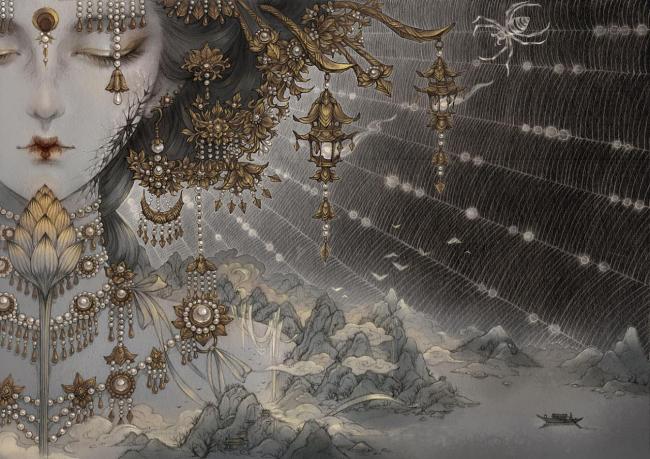 半面妆图片-第6张图片-古都长安汉服妆造体验馆