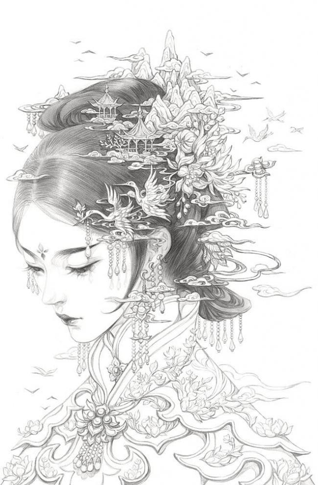 半面妆图片-第10张图片-古都长安汉服妆造体验馆