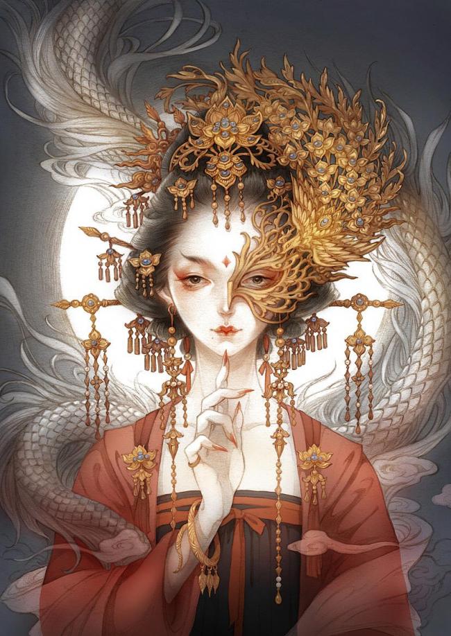 半面妆图片-第9张图片-古都长安汉服妆造体验馆