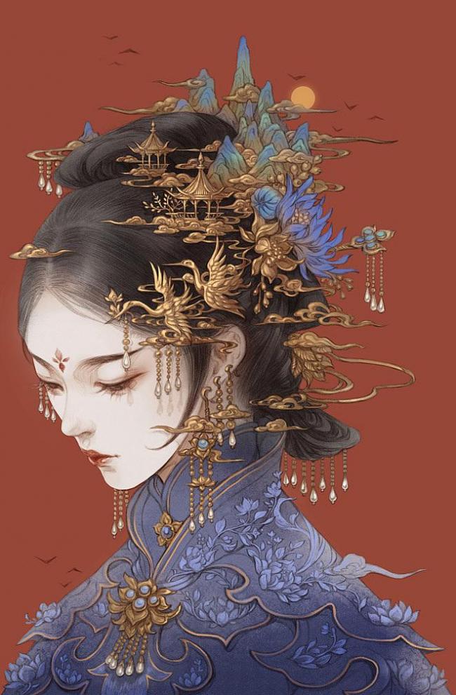 半面妆图片-第11张图片-古都长安汉服妆造体验馆