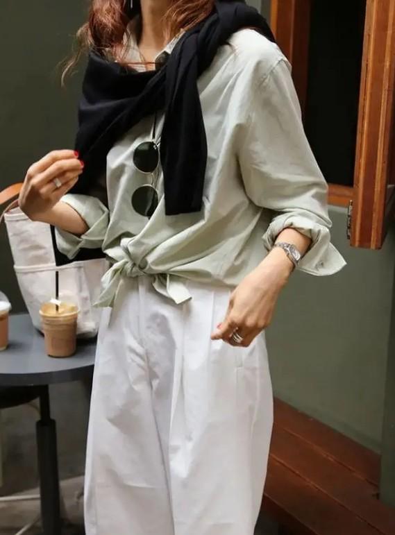 衬衫的穿法多种造型女-第12张图片-古都长安汉服妆造 衬衫的穿法多种造型女-第12张图片-古都长安汉服妆造