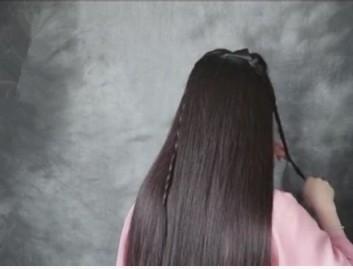 儿童汉服头发简单扎法-第4张图片-古都长安汉服妆造体验馆